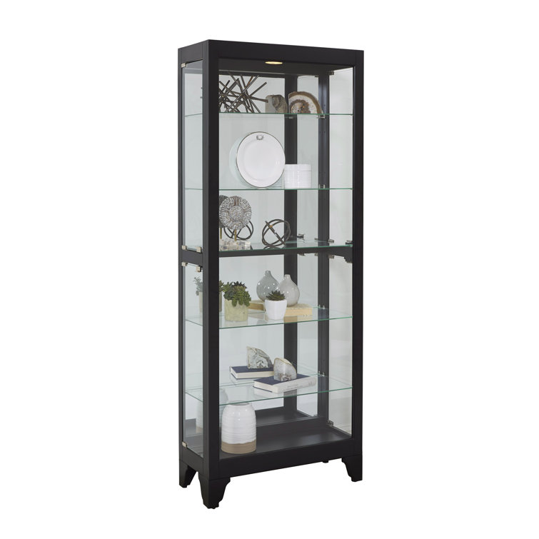 Onyx Black Lighted Curio Cabinet with Glass Shelves