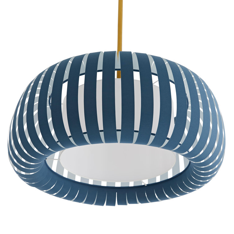 Modern Cadet Blue Drum Pendant with Antique Brass Finish