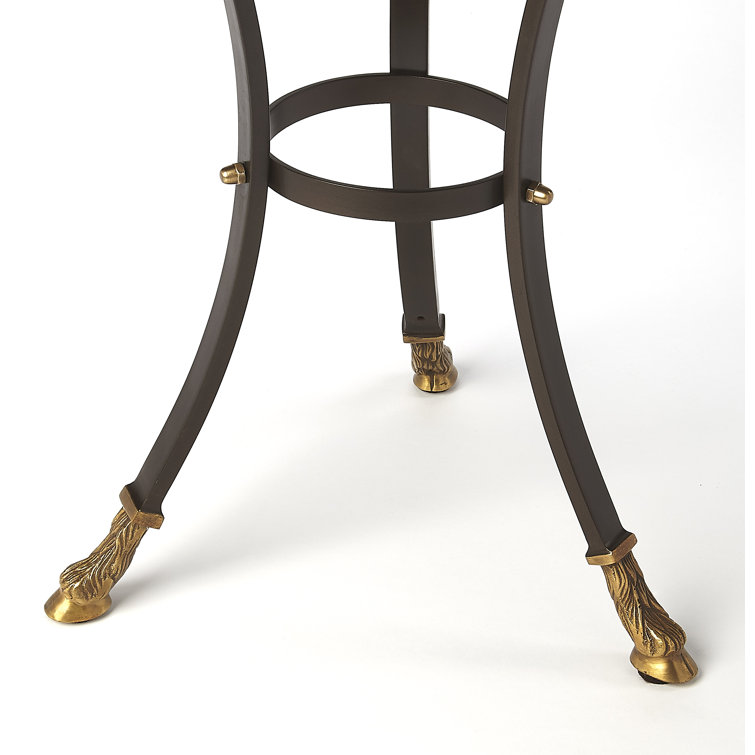 Opulent Old World Bronze & Gold Round Mirrored Accent Table