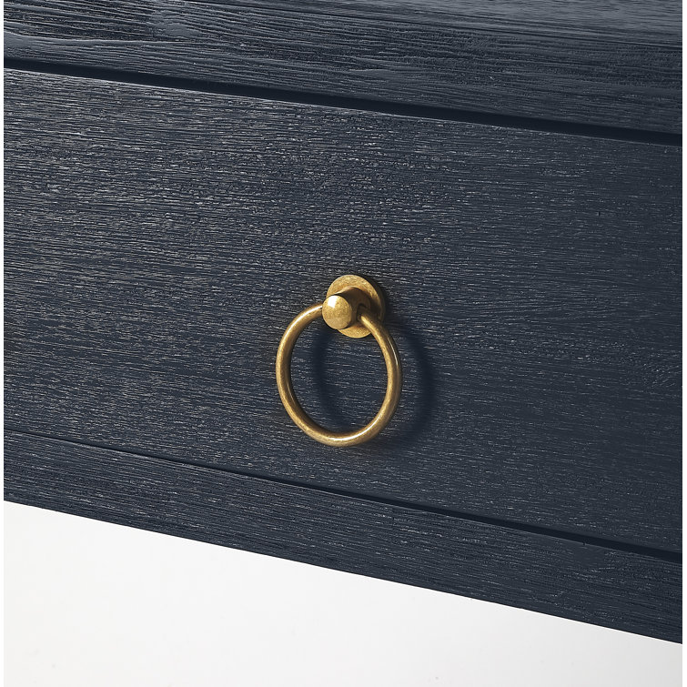 Elin Navy Blue and Gold Tall Modern Bookcase with Storage Drawer