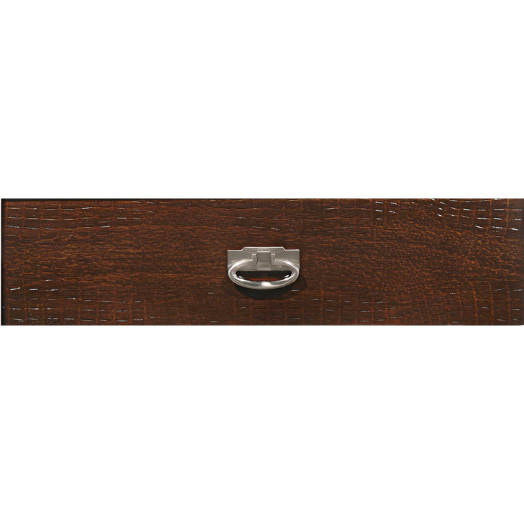 Cappuccino Crocodile Pattern 1-Drawer Nightstand with X-Shaped Base