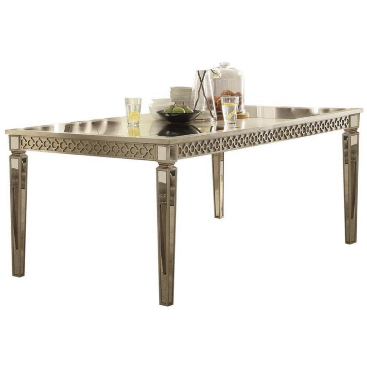 Champagne Mirrored Extendable Rectangular Dining Table
