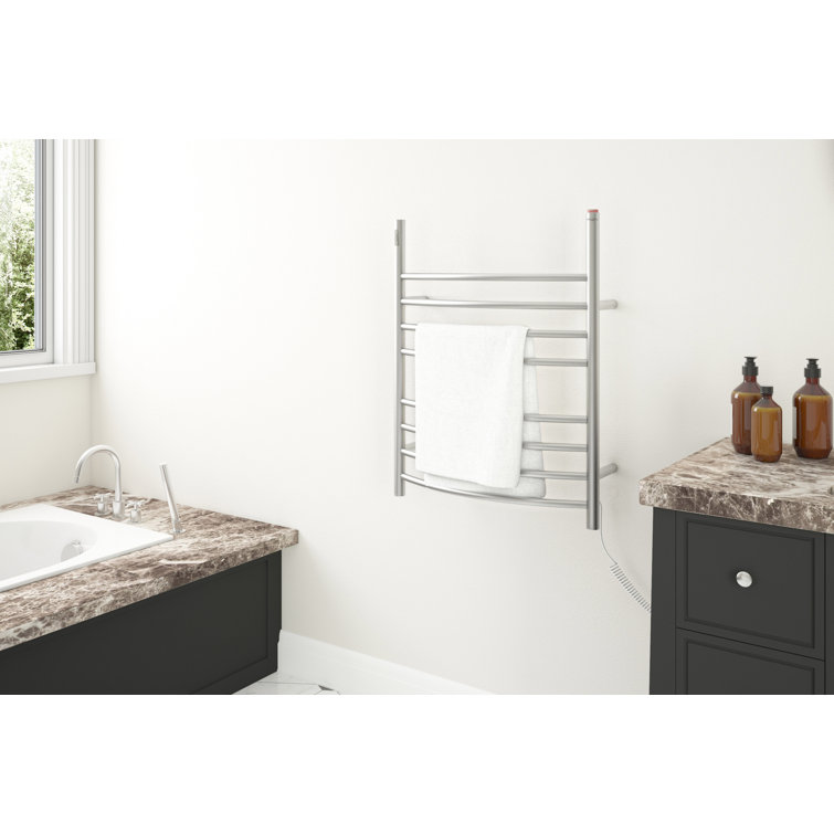 Brushed Stainless Steel 8-Bar Wall Mounted Towel Warmer