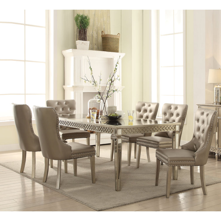 Champagne Mirrored Extendable Rectangular Dining Table