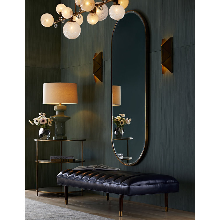 Vaquero Chic Full-Length Bronze and Gold Wood-Leather Mirror
