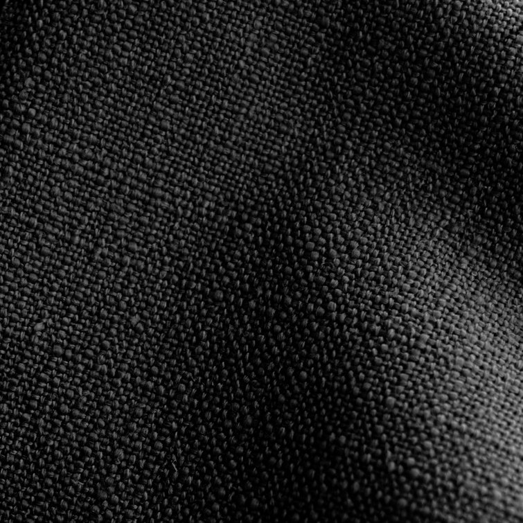 Classic Black Linen Upholstered Queen Headboard with Solid Wood Frame