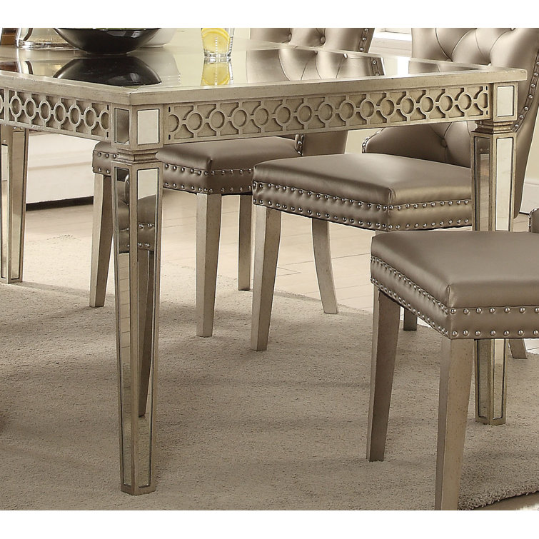 Champagne Mirrored Extendable Rectangular Dining Table