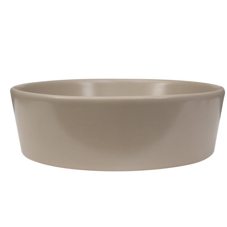 Matte Tan Round Ceramic Above-Counter Vessel Sink