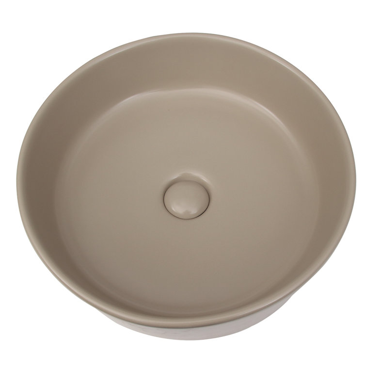 Matte Tan Round Ceramic Above-Counter Vessel Sink