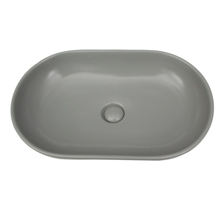 Matte Light Green Oval Ceramic Above-Counter Sink