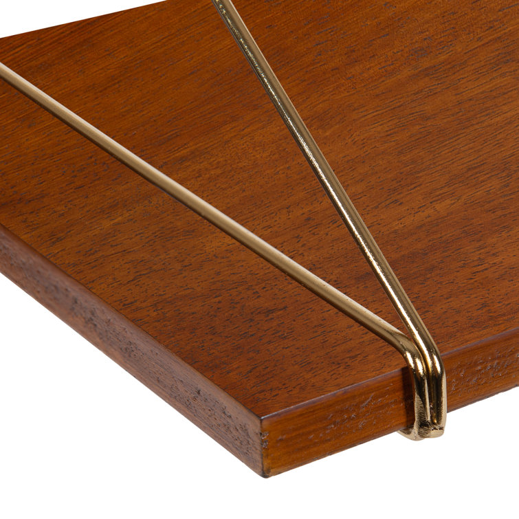 Walnut Brown Floating Wood Wall Shelf Duo, 26.5 in