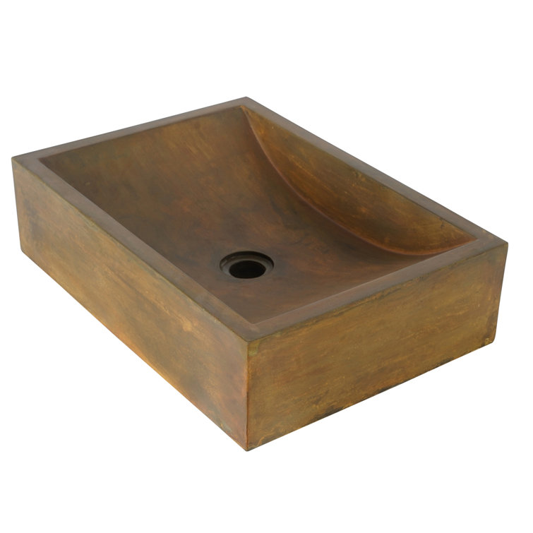 Vintage Brown Rectangular Stone Vessel Sink