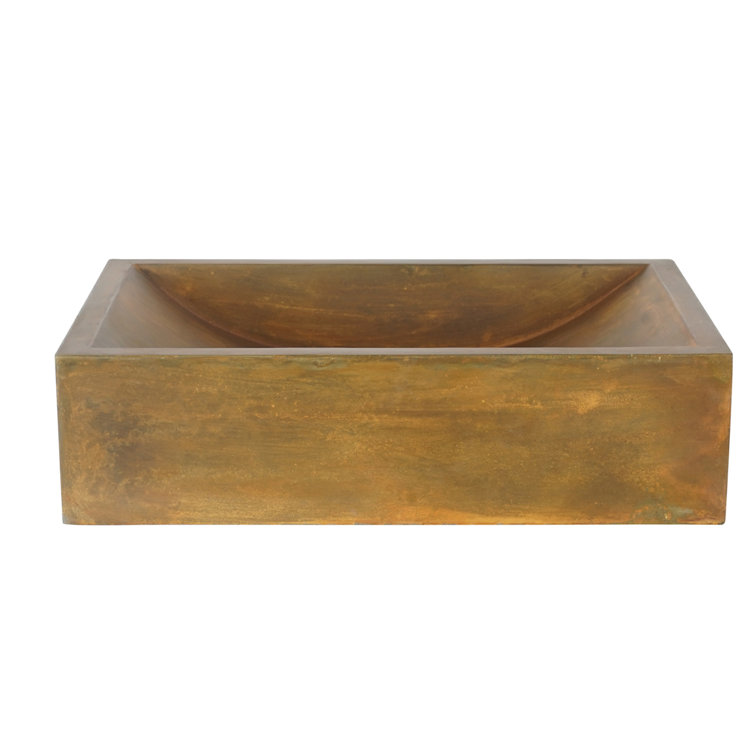 Vintage Brown Rectangular Stone Vessel Sink