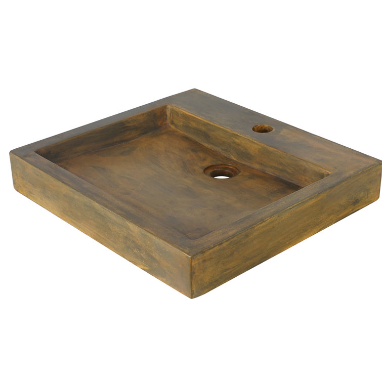 Vintage Brown Rectangular Concrete Vessel Sink