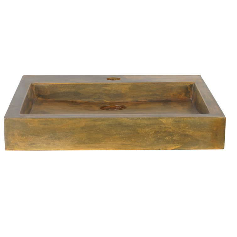 Vintage Brown Rectangular Concrete Vessel Sink
