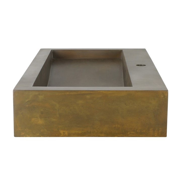 Gentry 35.5'' Green Stone Rectangular Vessel Sink