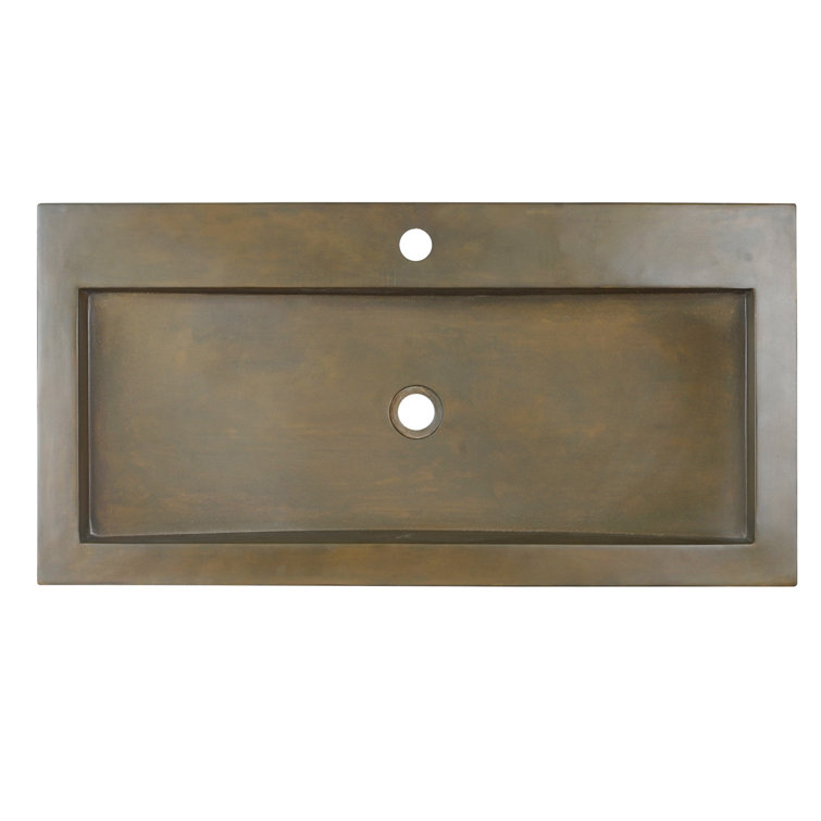 Gentry 35.5'' Green Stone Rectangular Vessel Sink