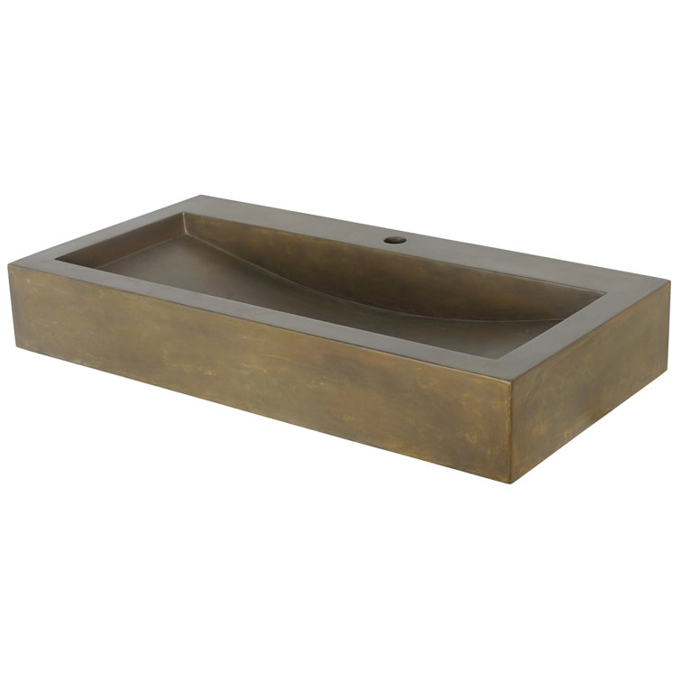 Gentry 35.5'' Green Stone Rectangular Vessel Sink