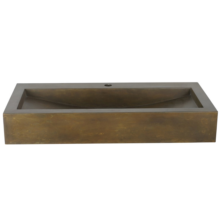 Gentry 35.5'' Green Stone Rectangular Vessel Sink