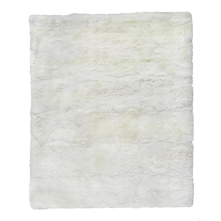 Ivory Sheepskin High Pile Flat Woven Area Rug