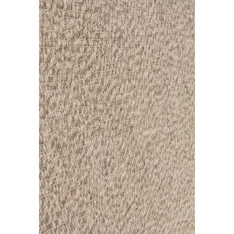 Handcrafted Geometric Beige Wool 8' x 10' Area Rug