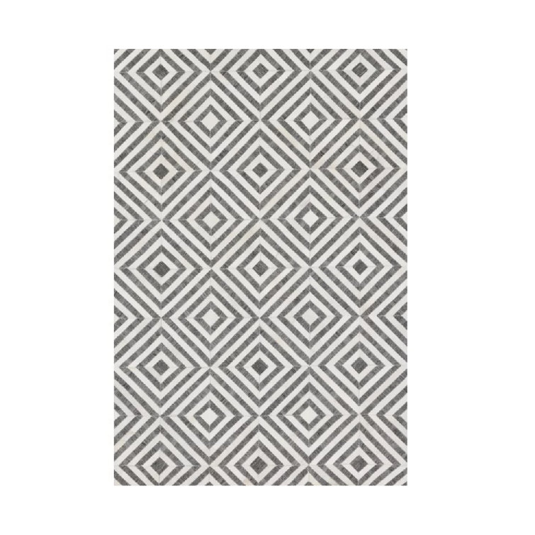 Charcoal & Ivory Geometric Handmade Wool-Blend 9'3" x 13' Rug