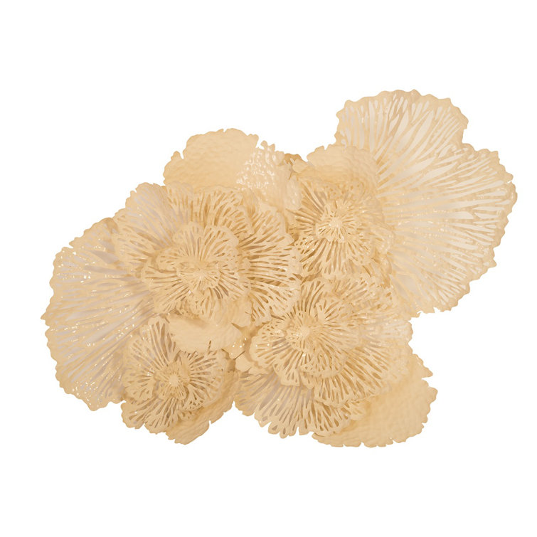 Ivory Metal Flower Wall Art Decor, 63"