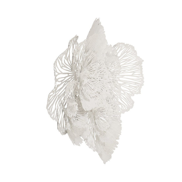 Large White Metal Flower Wall Sculpture