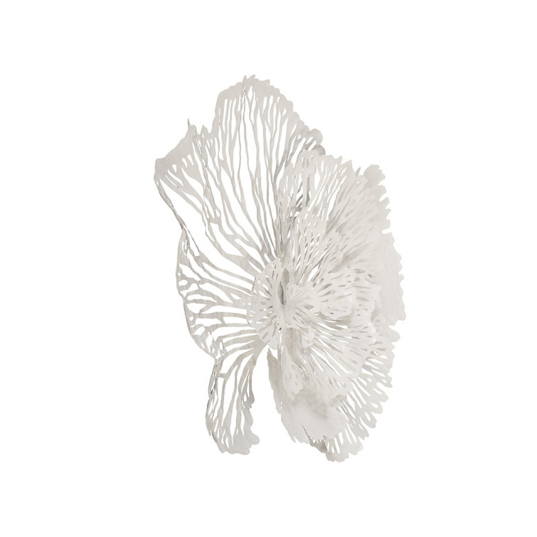 White Metal Contemporary Flower Wall Sculpture