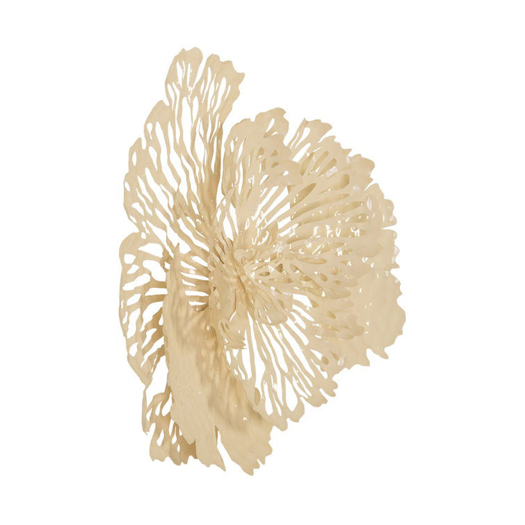 Ivory Metal Flower Wall Art Decor, 25 Inch
