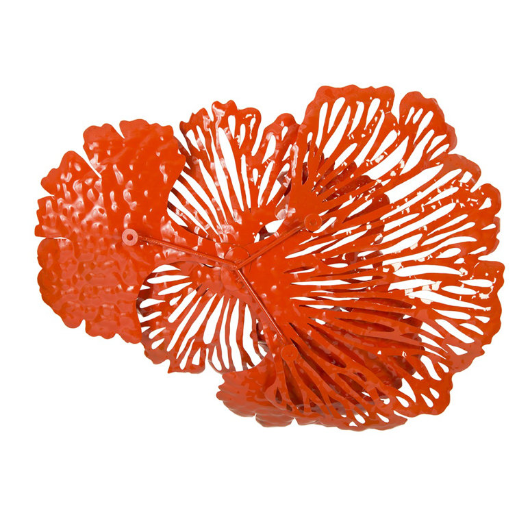 Small Coral Metal Flower Wall Sculpture