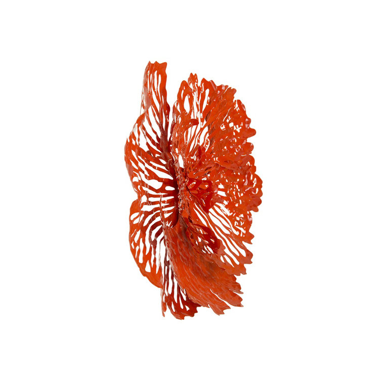 Small Coral Metal Flower Wall Sculpture