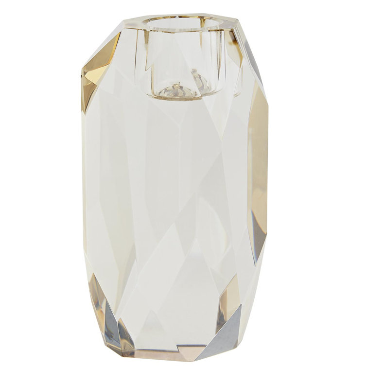 Clear Faceted Ceramic 3-Piece Candlestick Set