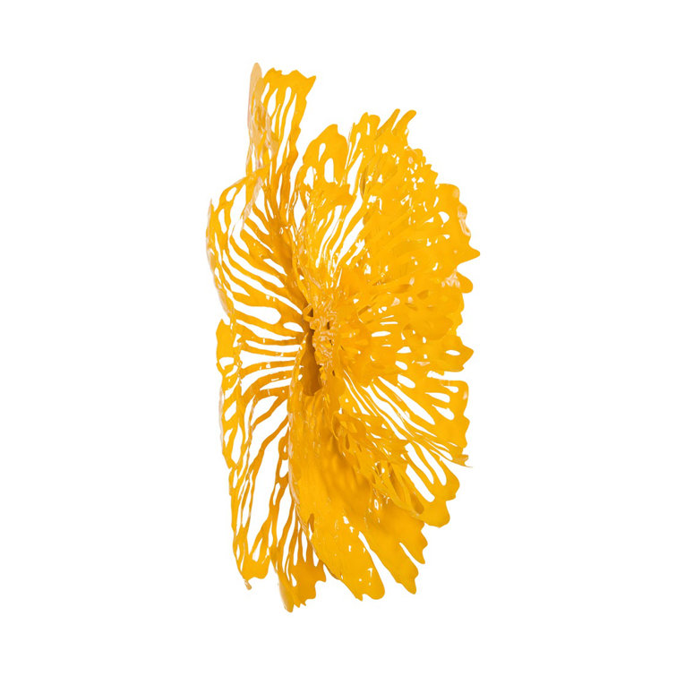 Small Yellow Metal Flower Wall Art Decor