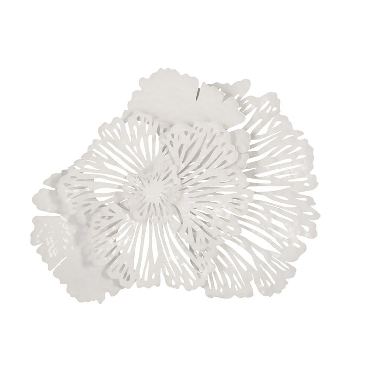 White Metal Contemporary Flower Wall Sculpture