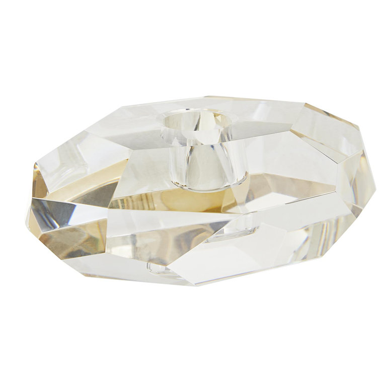 Clear Faceted Ceramic 3-Piece Candlestick Set
