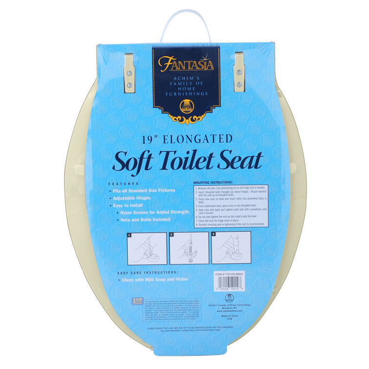 Bone Vinyl Foam Cushioned Elongated Toilet Seat