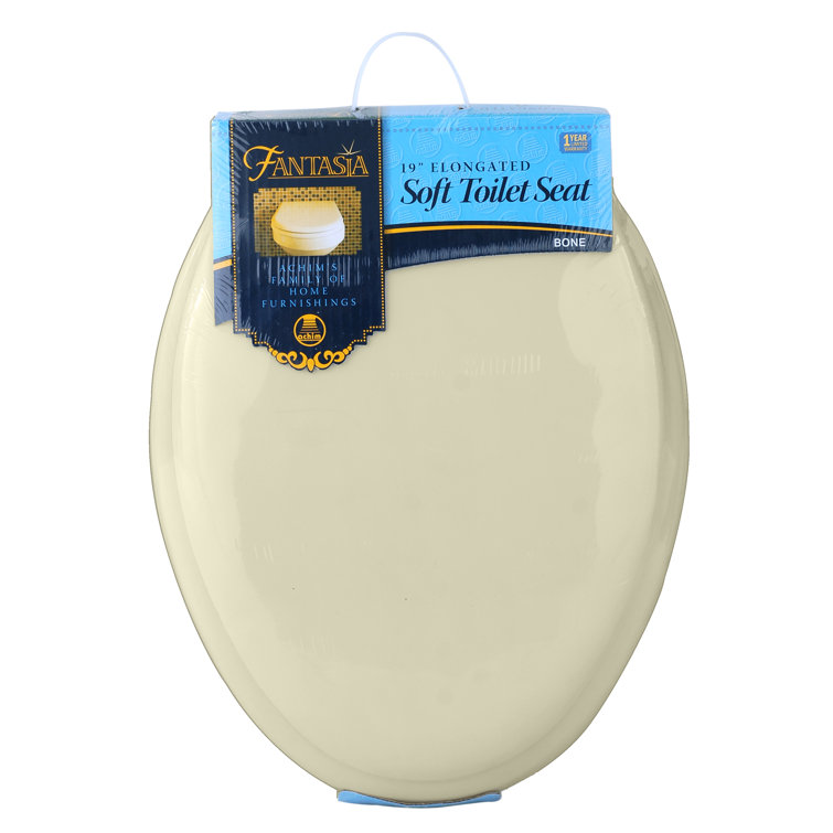 Bone Vinyl Foam Cushioned Elongated Toilet Seat