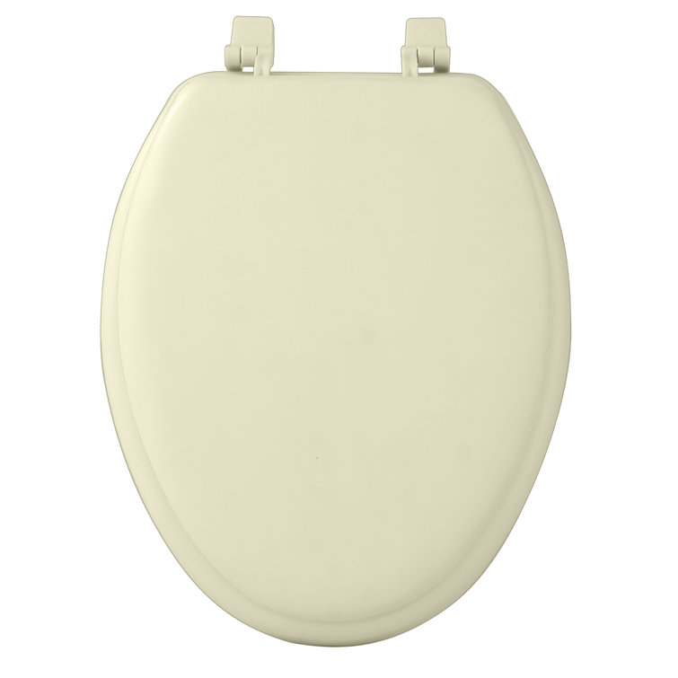 Bone Vinyl Foam Cushioned Elongated Toilet Seat