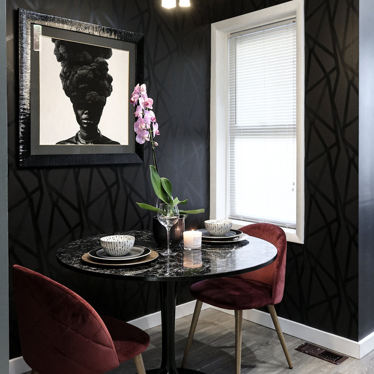 Black Metallic Geometric Self-Adhesive Vinyl Wallpaper