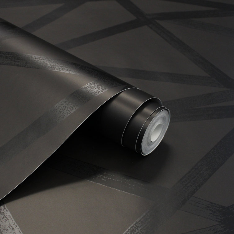 Black Metallic Geometric Self-Adhesive Vinyl Wallpaper