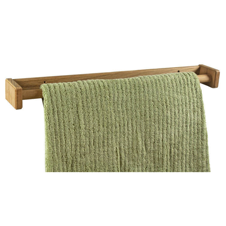 16'' Brown Teak Wood Wall Mounted Towel Bar