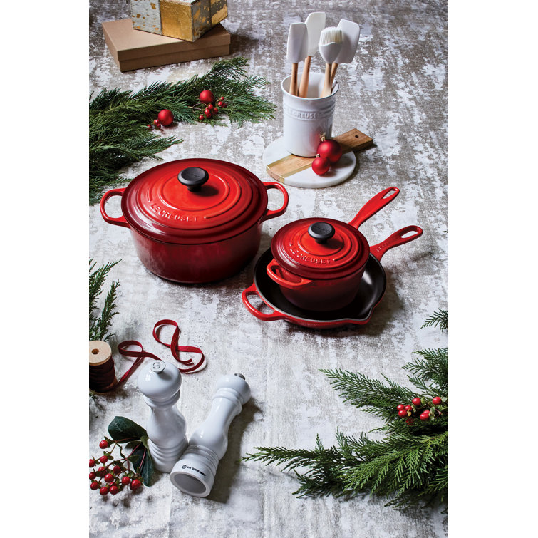 Cerise Enameled Cast Iron 3-Piece Cookware Set