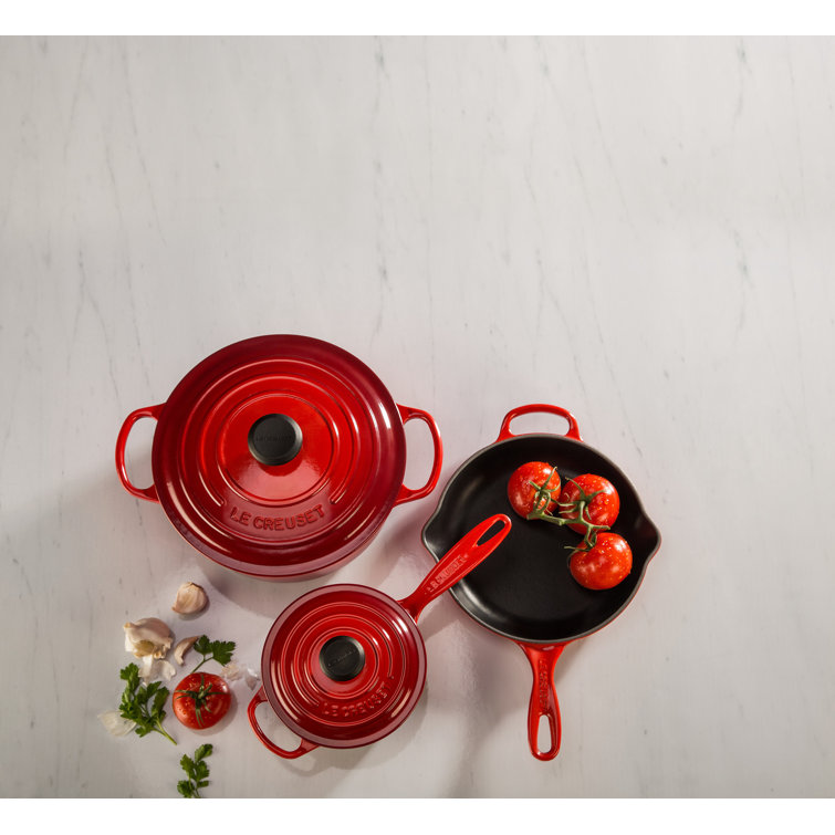 Cerise Enameled Cast Iron 3-Piece Cookware Set