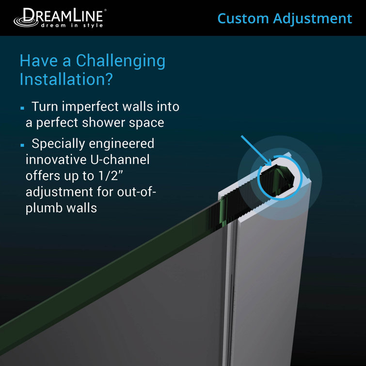 French Linea 34" Black Frameless Shower Door with Frosted Glass