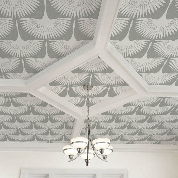 Genevieve Gorder Gray and White Feather Flock Peel and Stick Wallpaper