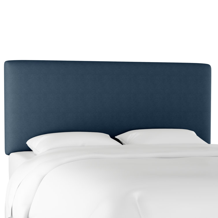 California King Navy Linen Upholstered Headboard with Storage