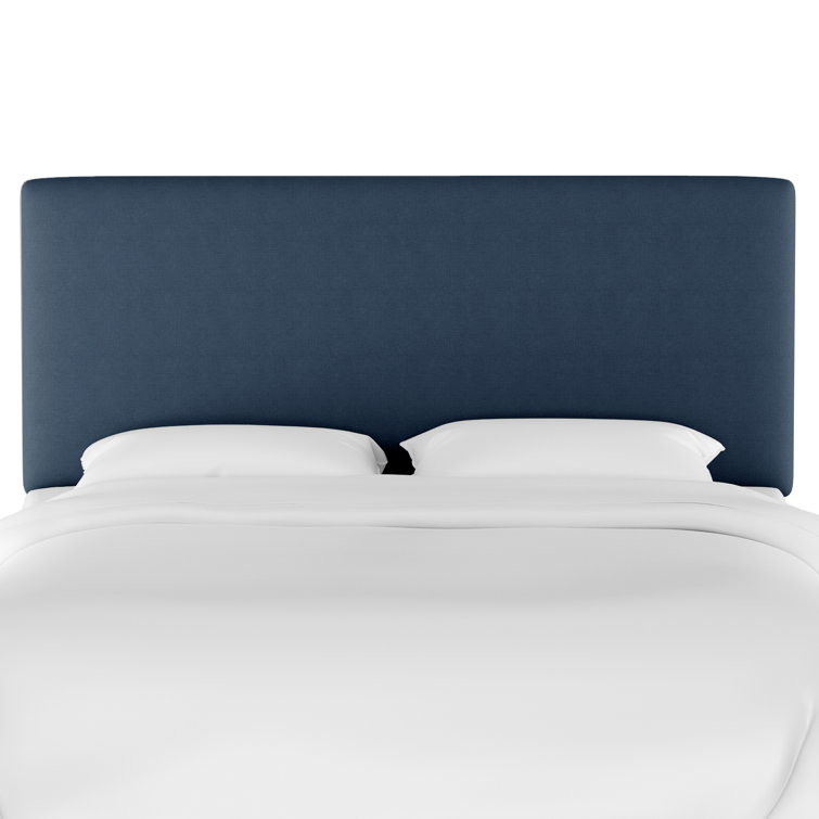 California King Navy Linen Upholstered Headboard with Storage
