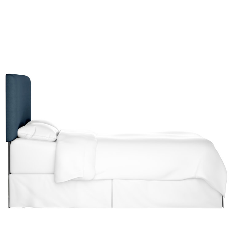California King Navy Linen Upholstered Headboard with Storage
