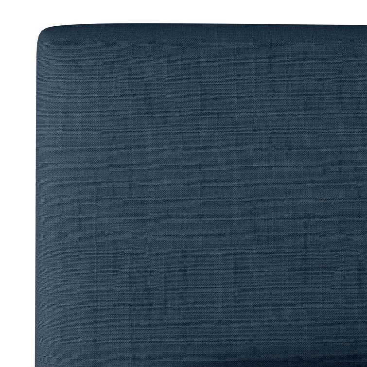 California King Navy Linen Upholstered Headboard with Storage